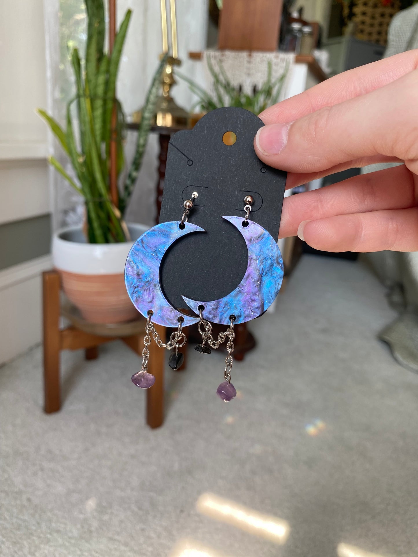 Galaxy Moon Earrings