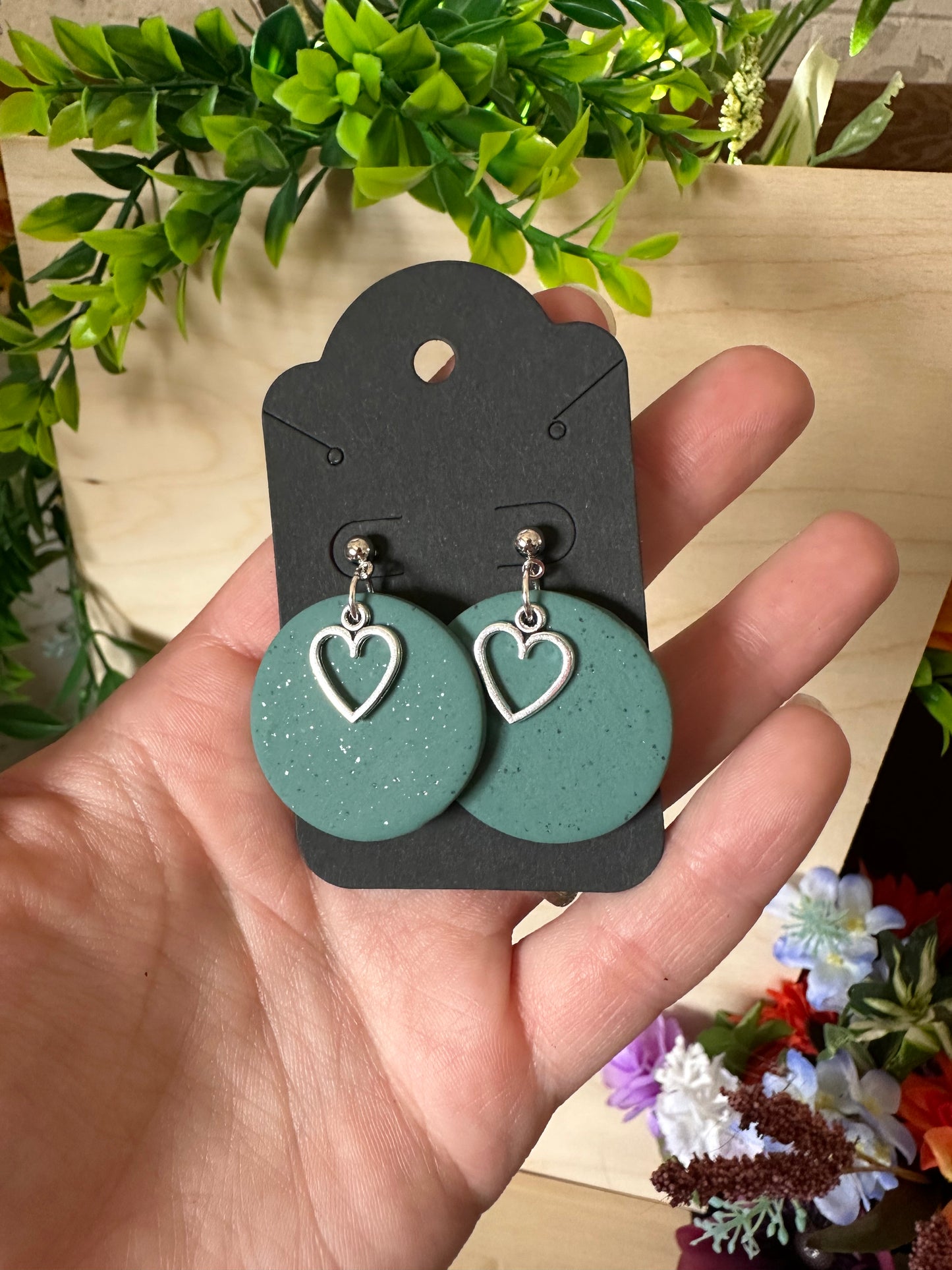 Teal Stone Clay Earrings