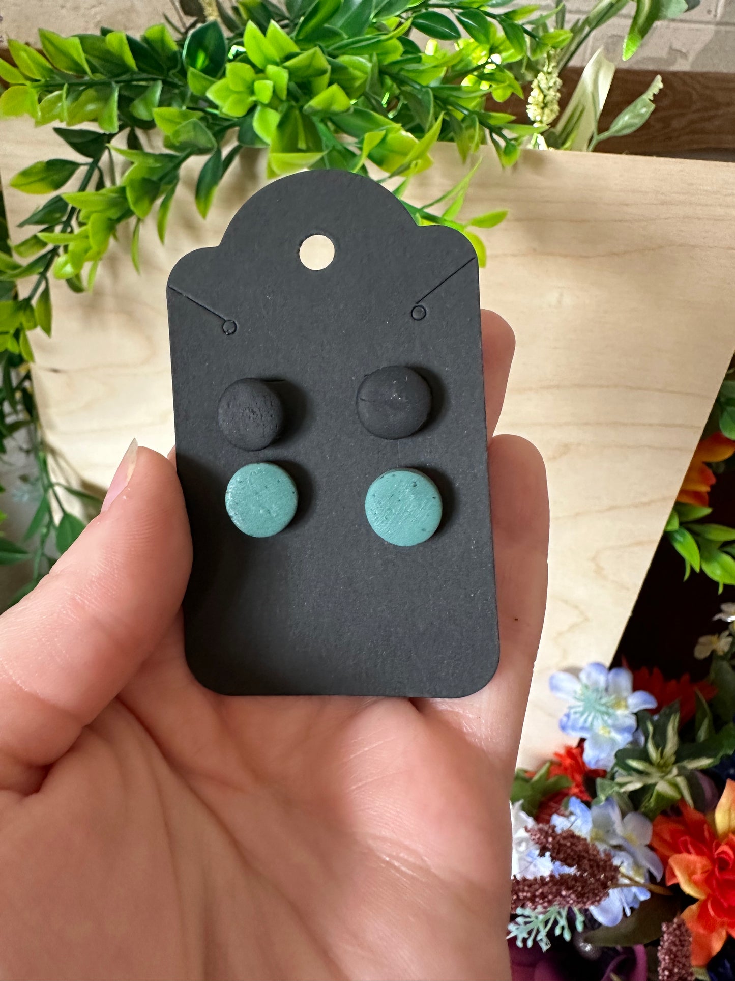 Teal Stone Clay Earrings