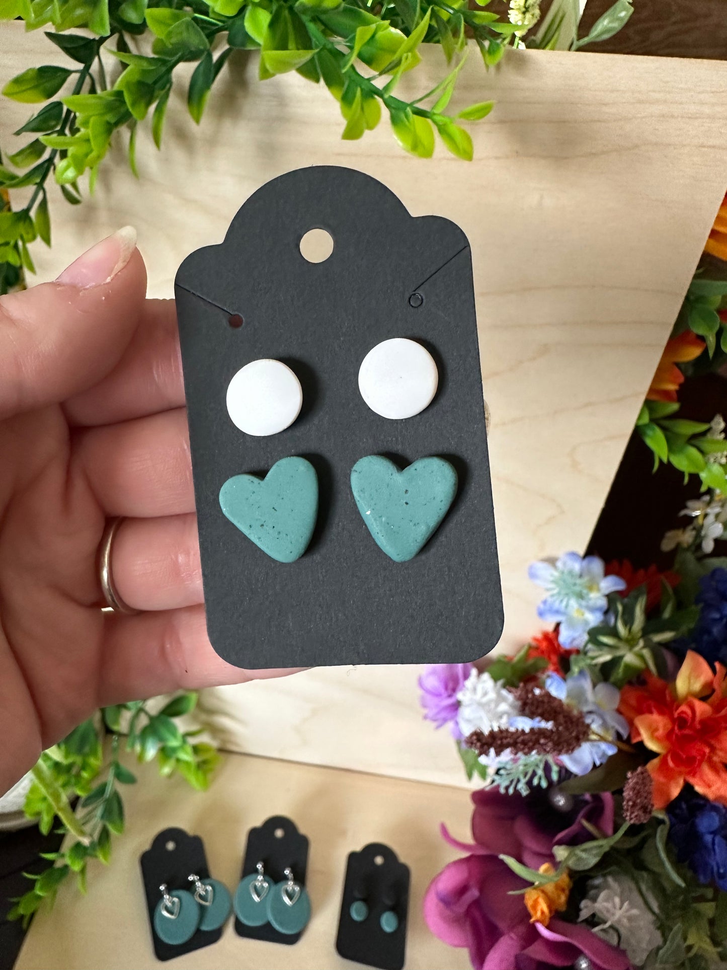 Teal Stone Clay Earrings