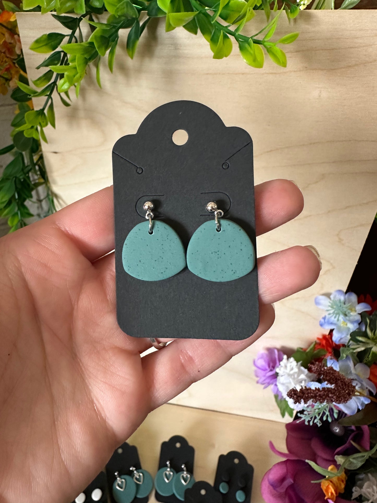 Teal Stone Clay Earrings