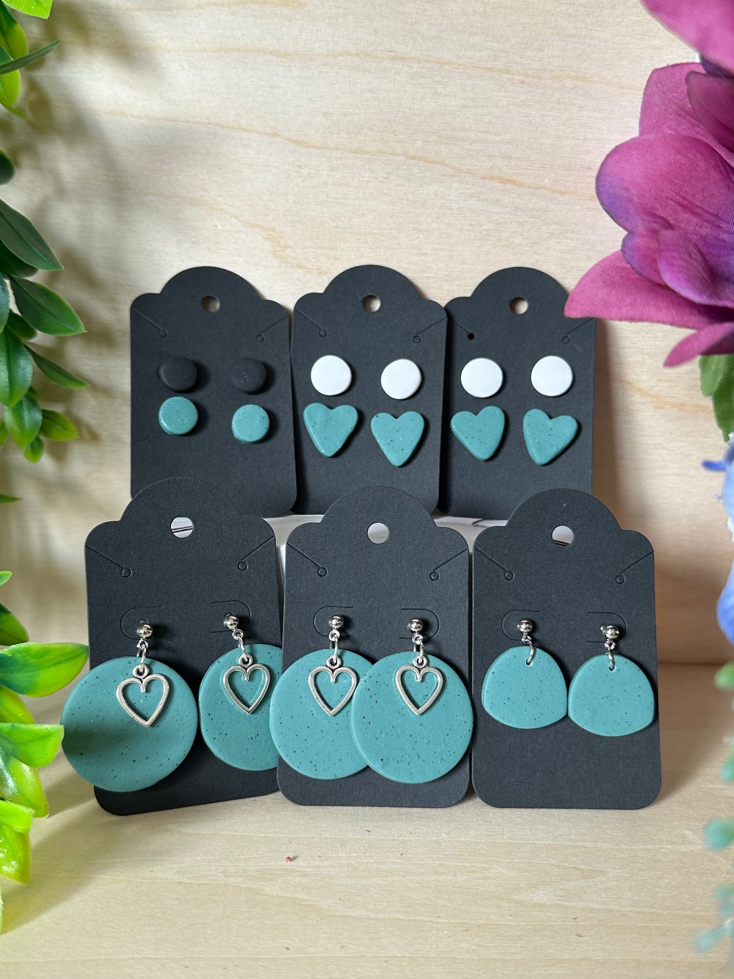 Teal Stone Clay Earrings
