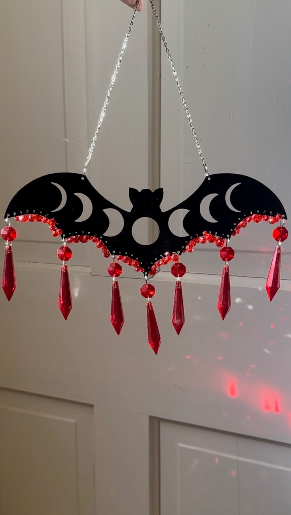 Bat with Moon Phases and Glass Crystals