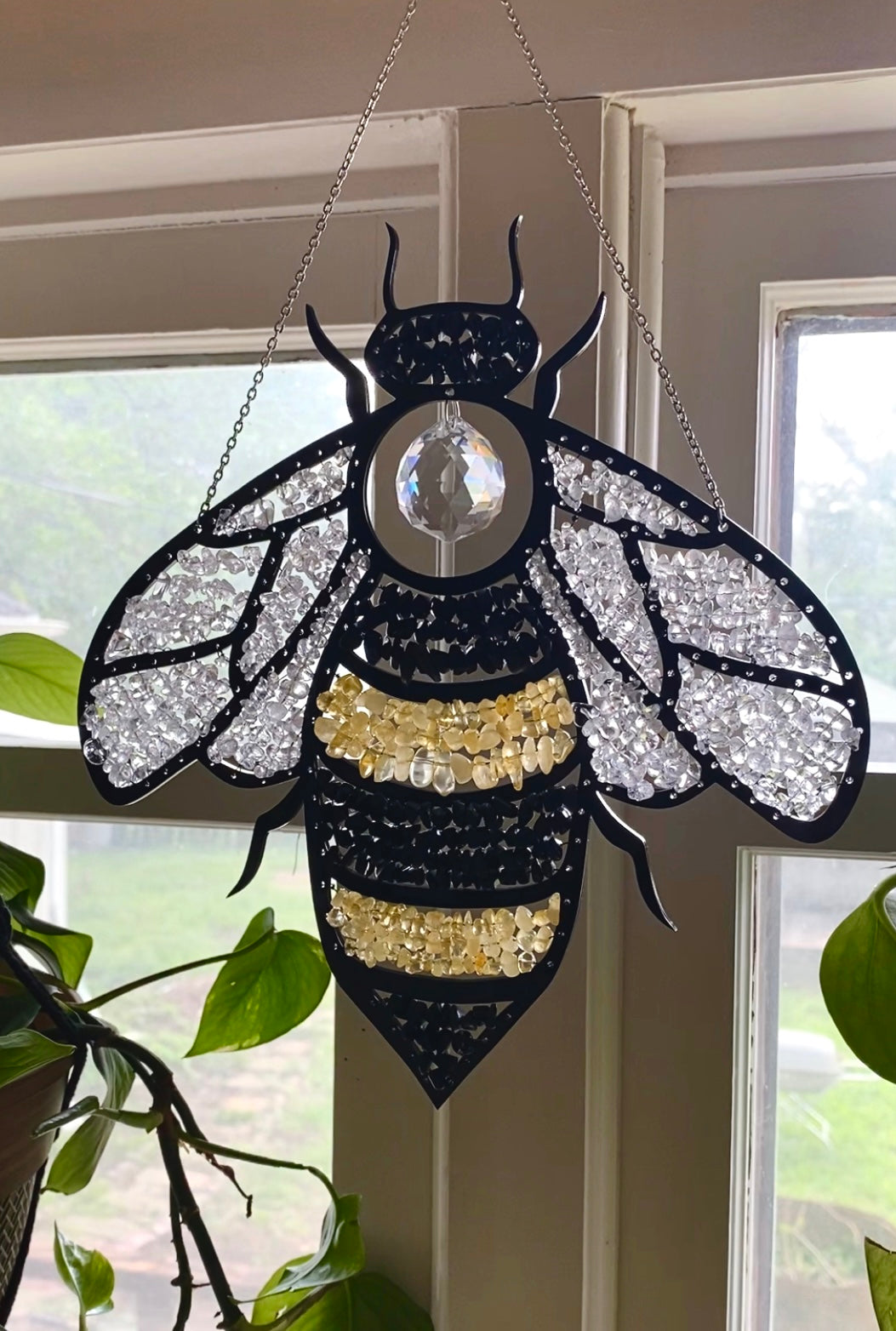 Bee Sun-Catcher made with Gemstone Chips