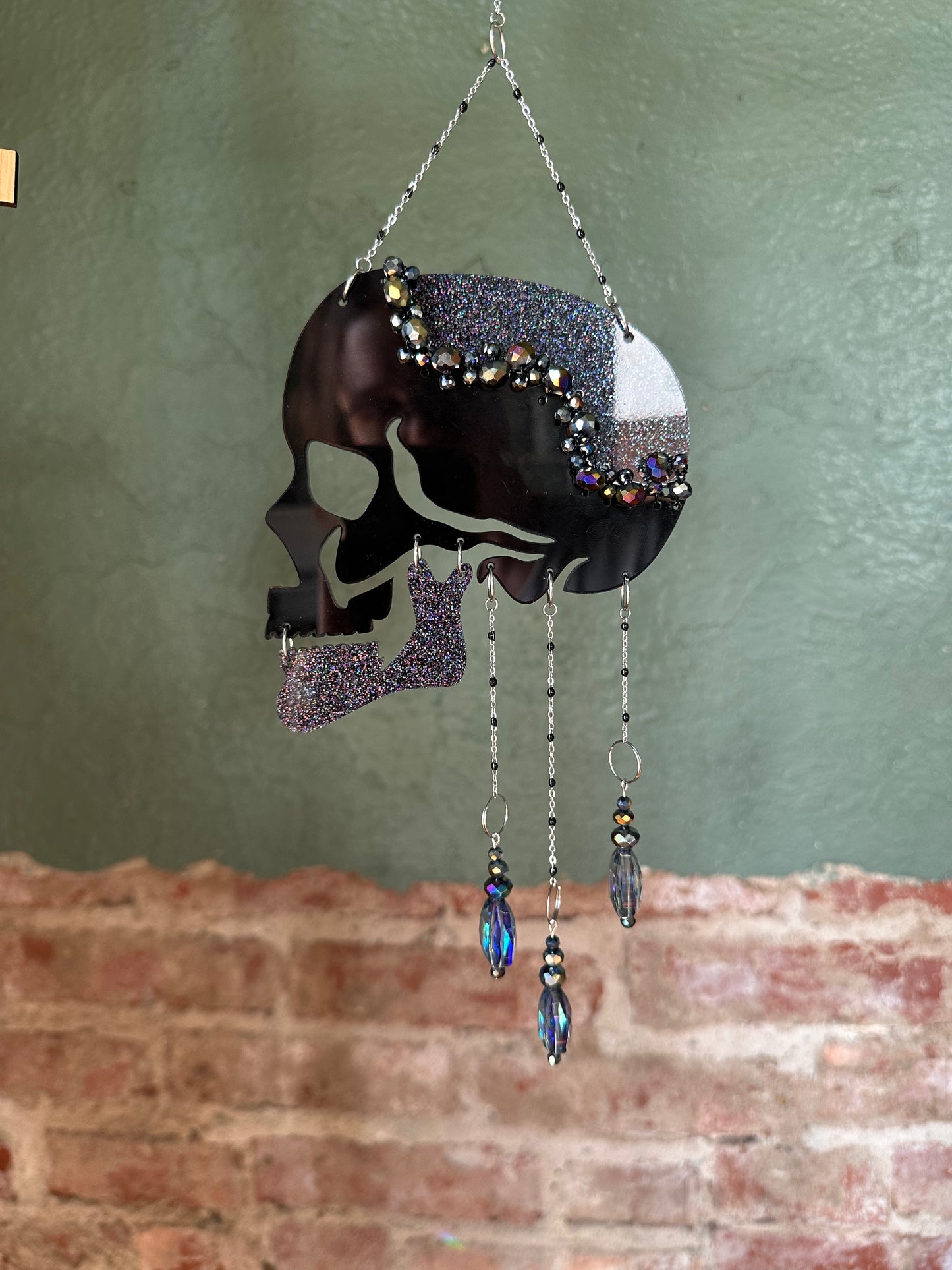 Holo Glitter Skull Suncatcher/Wall Hanging
