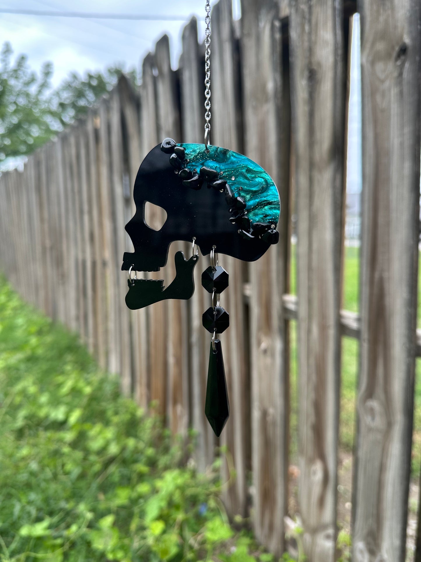 Emerald Sky Skull Suncatcher/Wall Hanging