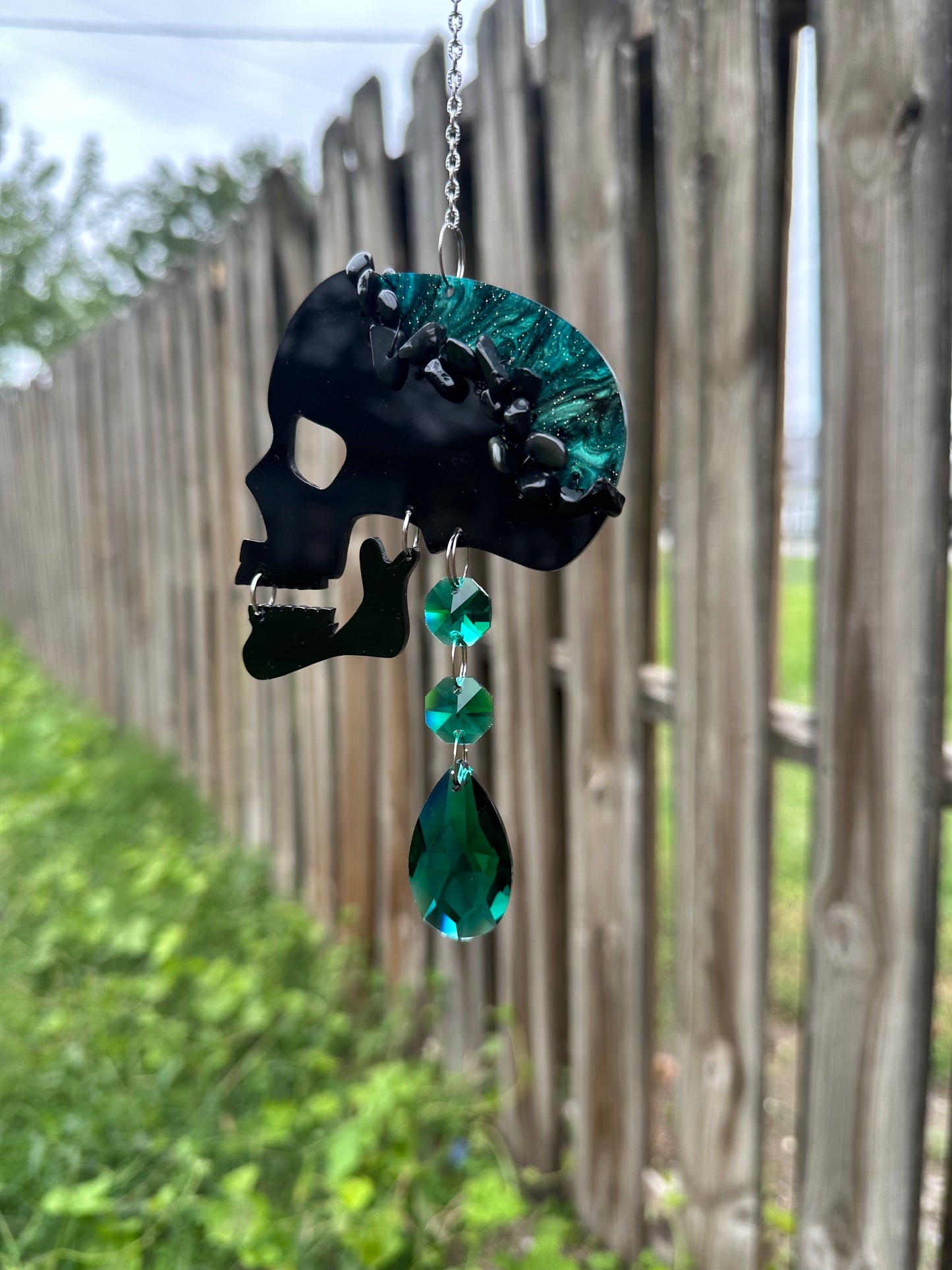 Emerald Sky Skull Suncatcher/Wall Hanging