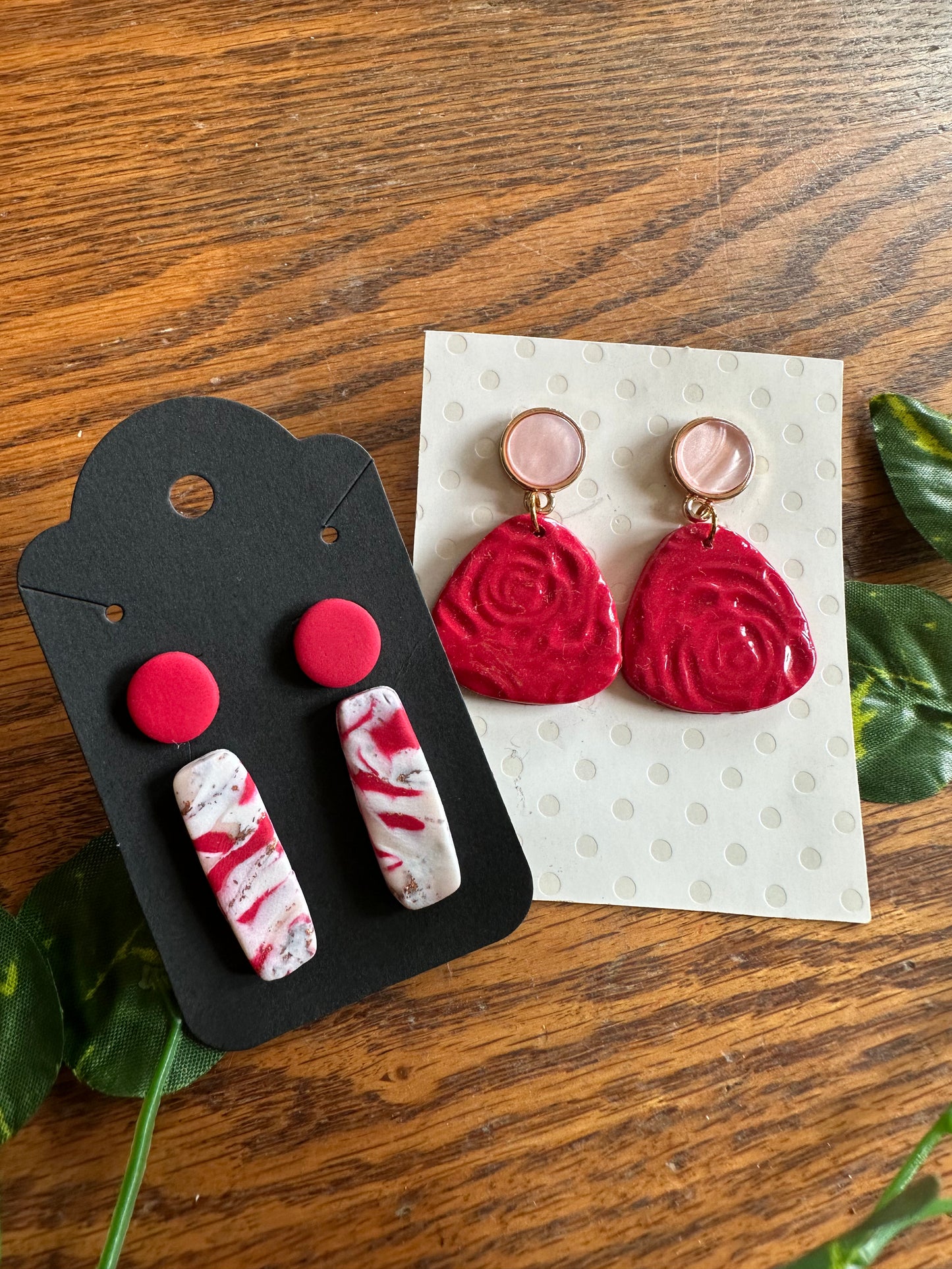 (CLEARANCE) Rose Inspired Polymer Clay Earrings