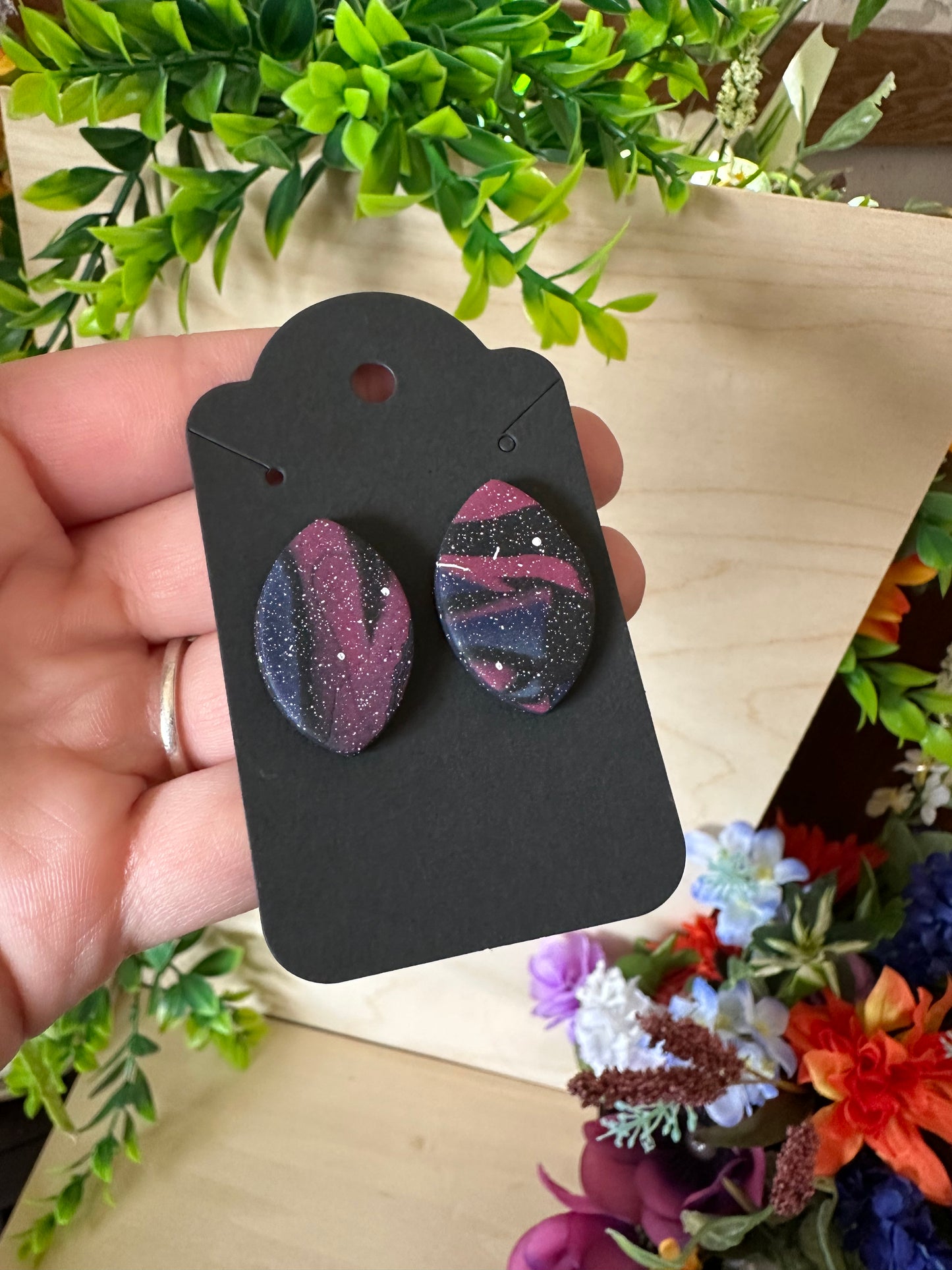 Galaxy inspired Clay Earrings