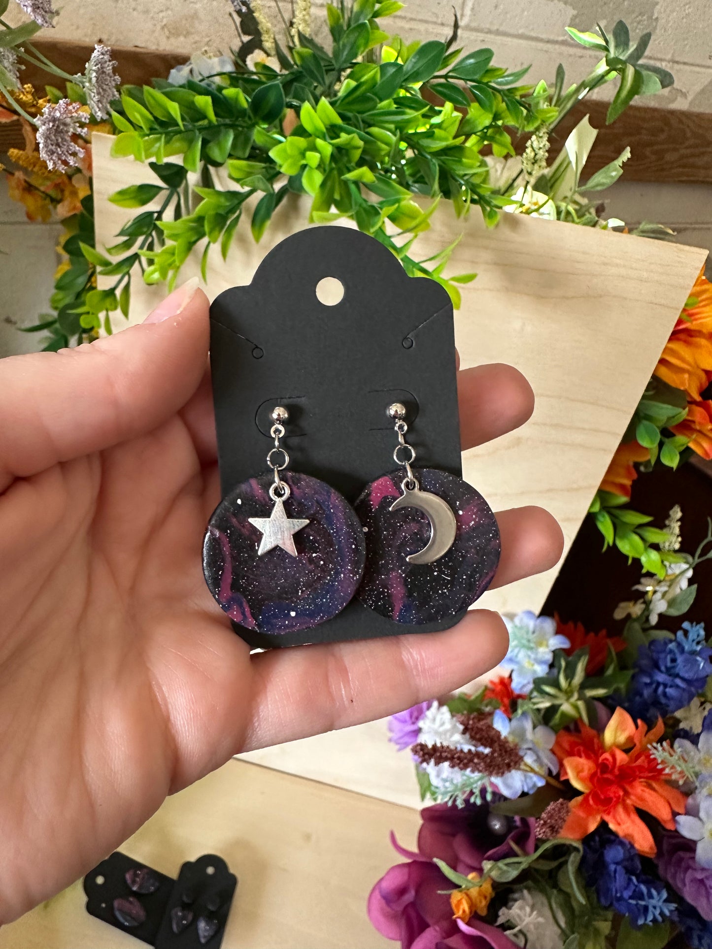 Galaxy inspired Clay Earrings