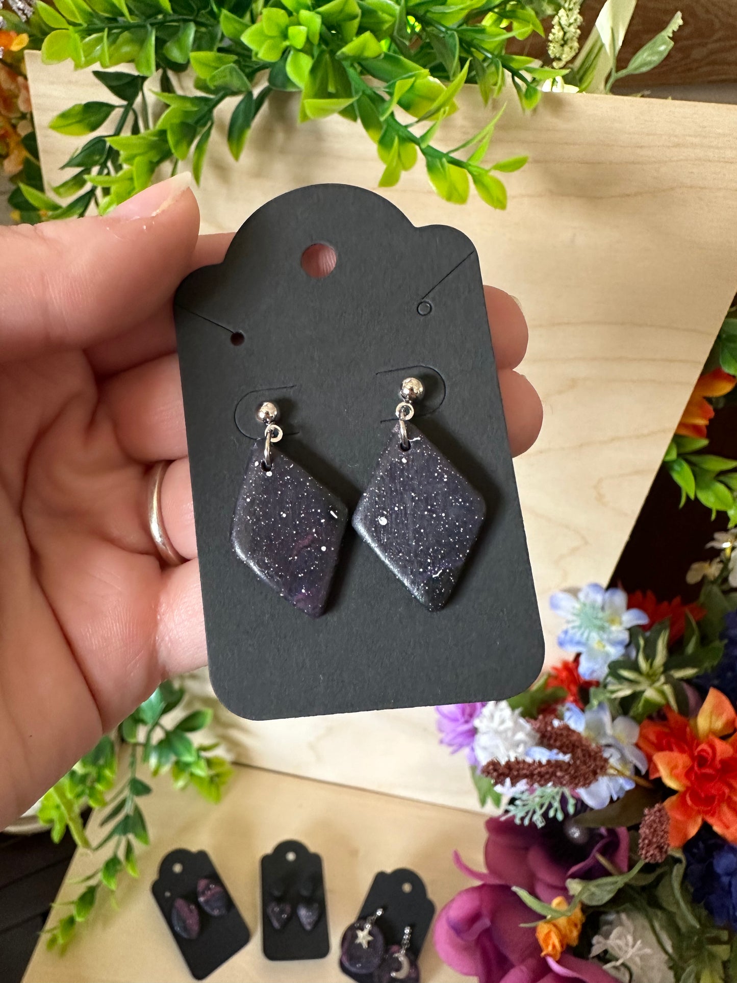 Galaxy inspired Clay Earrings