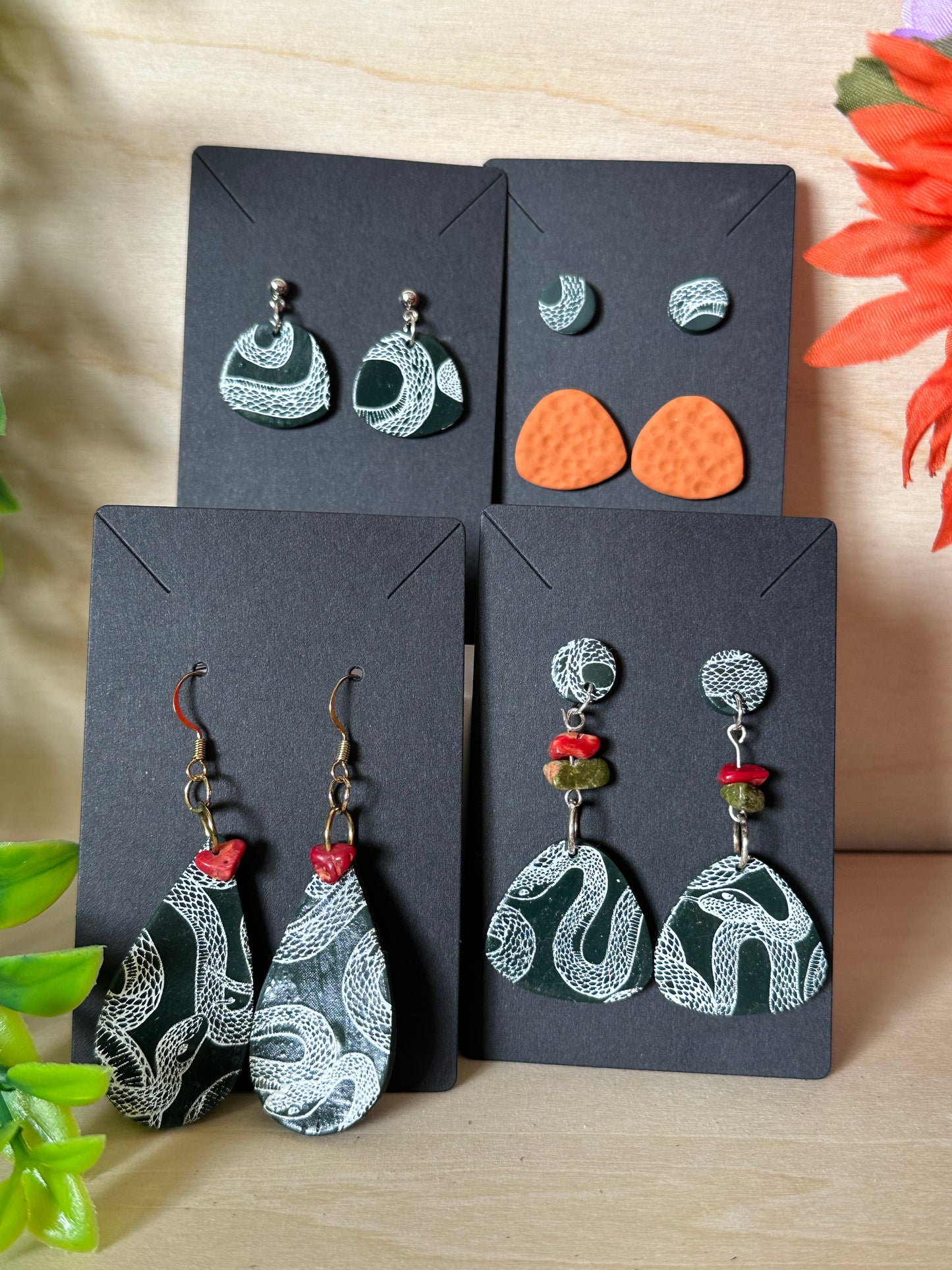 Snake Clay Earrings