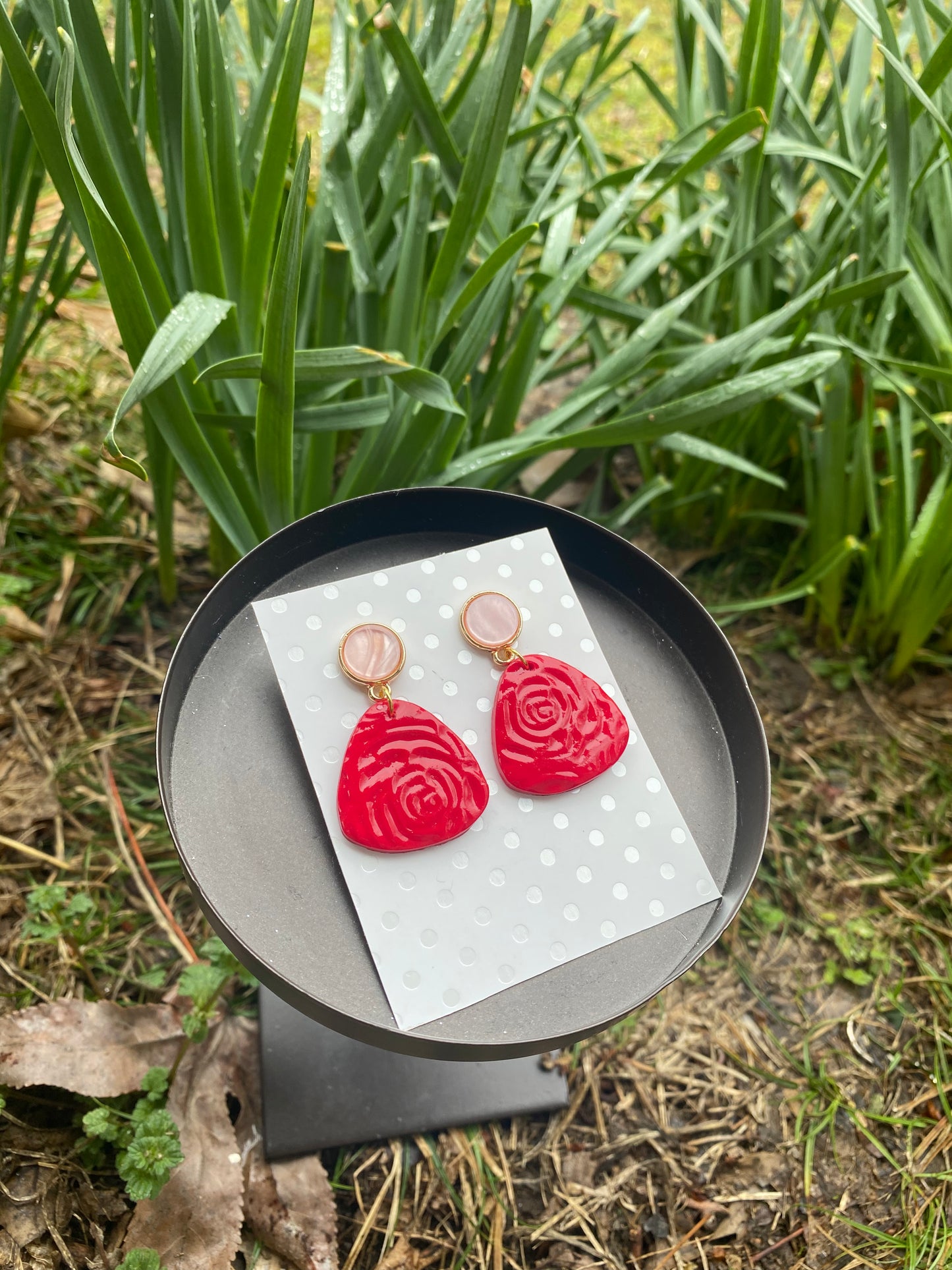 (CLEARANCE) Rose Inspired Polymer Clay Earrings